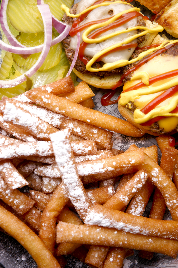Sliders and Funnel Cake Fries - Spectators Sports Bar & Billiards