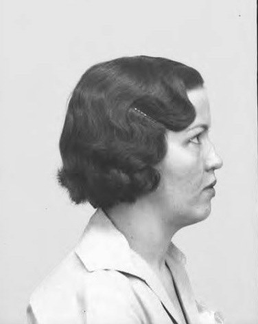 Mugshot taken shortly after Blanche Caldwell Barrow was received into Missouri State Penitentiary on September 4, 1933.