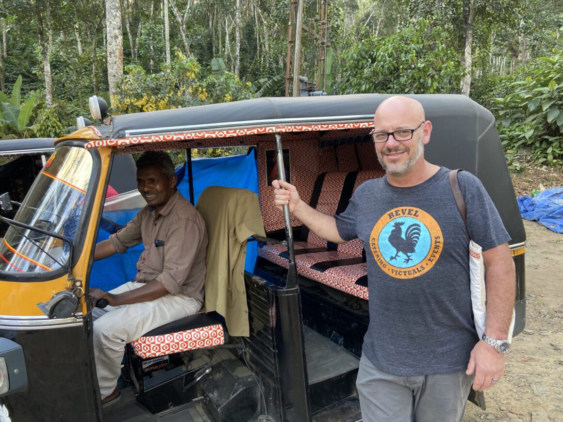 Johnny Graham traveling by tuk tuk in India